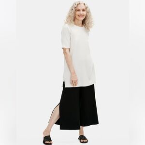 Eileen Fisher Textured Stretch Rib Round Neck Tunic color bone
